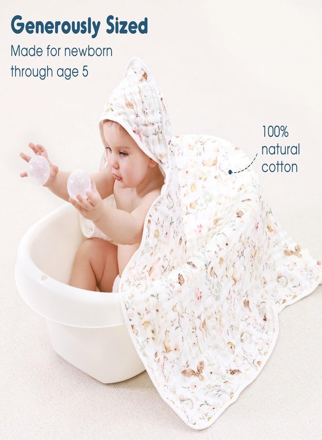 GRSSDER Ultra Soft Absorbent Muslin Cotton Baby Hooded Towel 2 Pack with Original Patterns, Extra Large Size 35"x 35" Swaddle Wrap for Newborn Infant and Toddler - Image 3